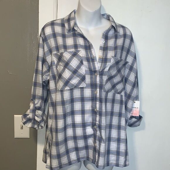 FOREVER21 Plaid Pocket Shirt- S NWT - Picture 2 of 7